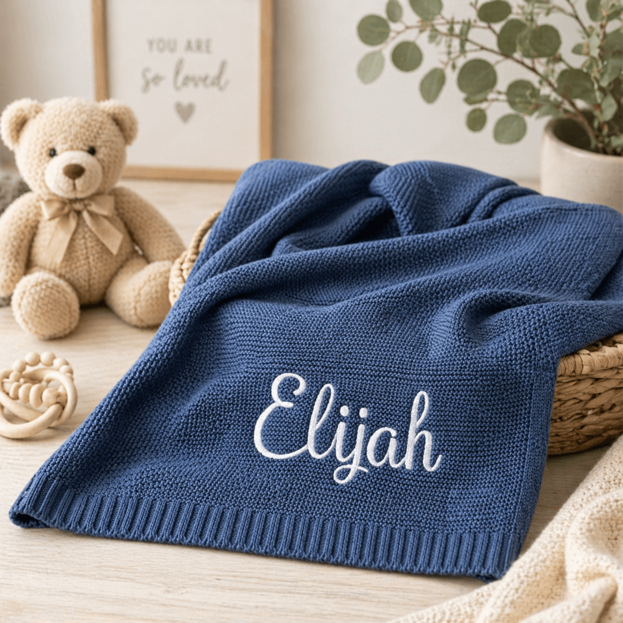 Personalised Knitted Baby Blanket