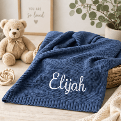 Personalised Knitted Baby Blanket