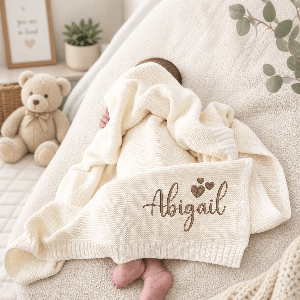 Personalised Knitted Baby Blanket