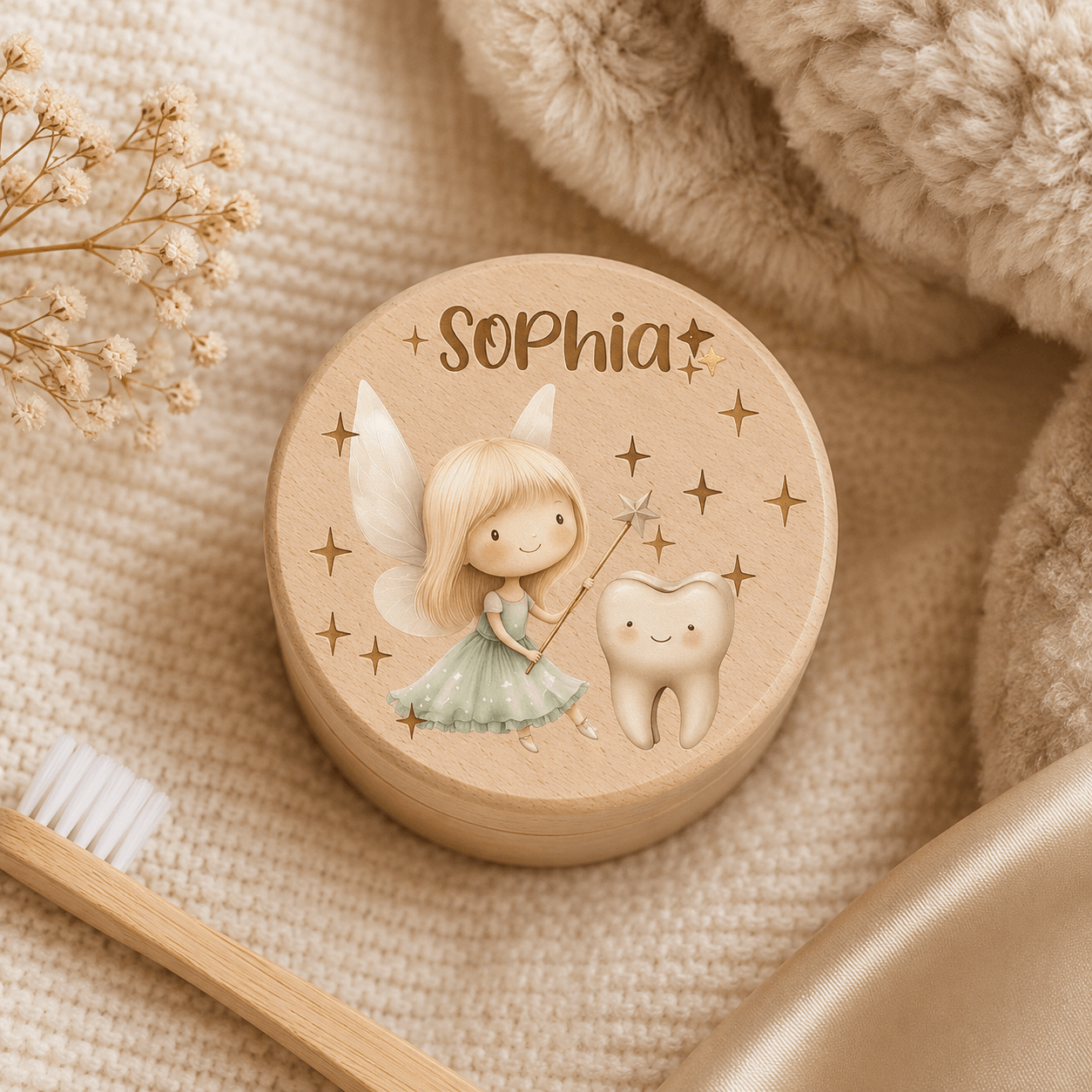 Personalized Wooden Tooth Box