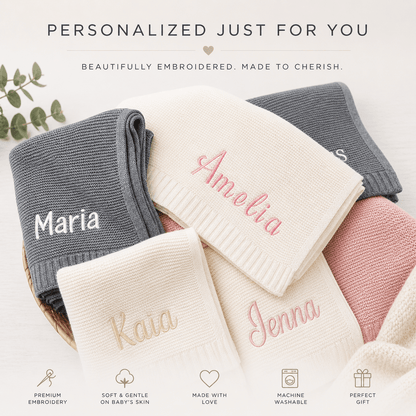 Personalised Knitted Baby Blanket