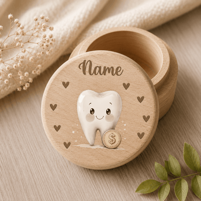 Personalized Wooden Tooth Box