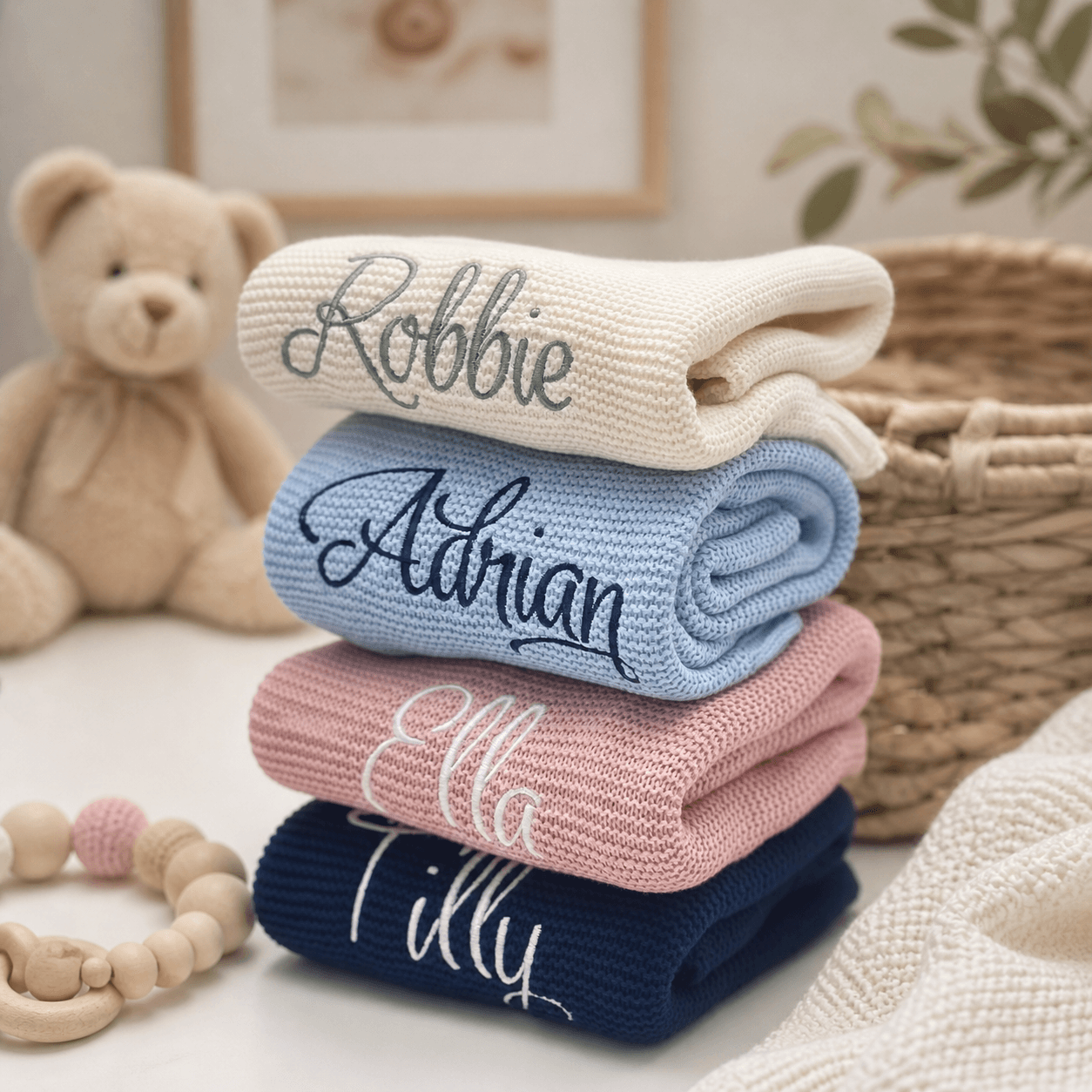 Personalised Knitted Baby Blanket